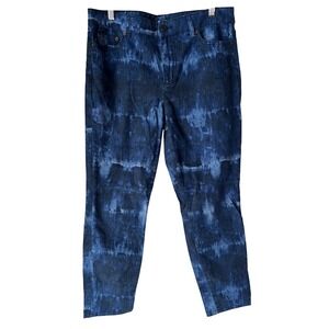 Lauren Ralph Lauren Premier‎ Skinny Cropped Blue Tie Dye Jeans Size 10 Stretch